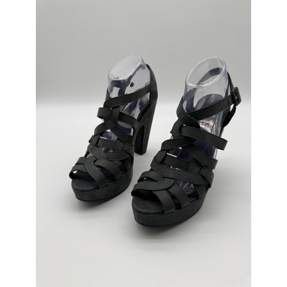 Robert Clergerie Gray Platform Sandals High Block Heel Gladiator Womens size 10